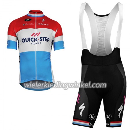 Set Fietsshirt + Korte Koersbroek 2018 Quick-Step Floors Luxemburgs kampioenschap